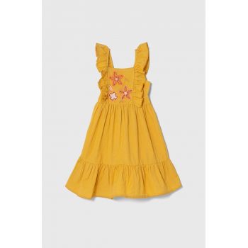 zippy rochie cu amestec de in pentru copii culoarea galben, mini, evazati