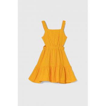 zippy rochie din amestec de in culoarea portocaliu, mini, evazati