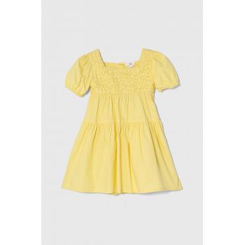 zippy rochie din bumbac pentru copii culoarea galben, midi, evazati ieftina