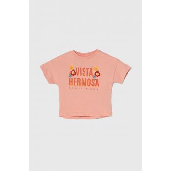 zippy tricou de bumbac pentru copii culoarea portocaliu