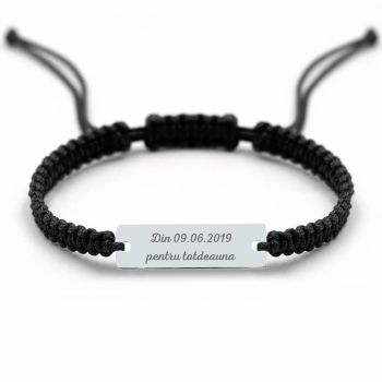 Bratara barbati cu placuta personalizata cu mesaj, Argint 925