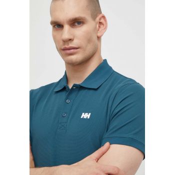 Helly Hansen tricou polo barbati, culoarea verde, cu imprimeu