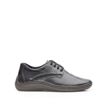 Pantofi casual bărbați din piele naturală, Leofex - 918 Negru Box Presat de firma original