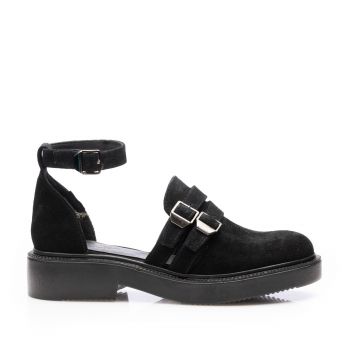 Pantofi casual damă din piele naturală,Leofex - 040 Negru Velur de firma originali