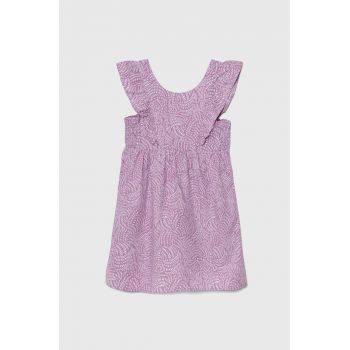 United Colors of Benetton rochie din in pentru copii culoarea violet, mini, evazati