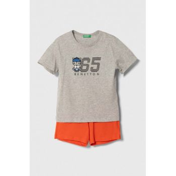 United Colors of Benetton set de bumbac pentru copii culoarea gri ieftin