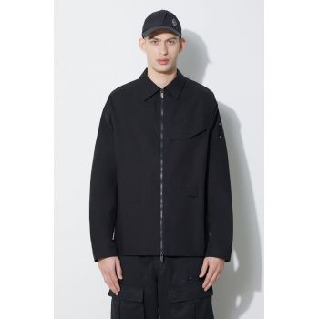 A-COLD-WALL* jachetă de bumbac Zip Overshirt culoarea negru, de tranziție, oversize, ACWMSH138A de firma originala