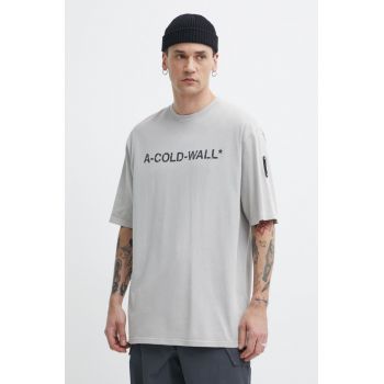 A-COLD-WALL* tricou din bumbac Overdye Logo T-Shirt barbati, culoarea gri, cu imprimeu, ACWMTS186