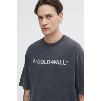 A-COLD-WALL* tricou din bumbac Overdye Logo T-Shirt barbati, culoarea negru, cu imprimeu, ACWMTS186