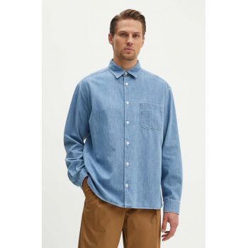 A.P.C. camasa jeans chemise math barbati, cu guler clasic, relaxed, COGXX-H12584