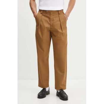 A.P.C. pantaloni de bumbac culoarea maro, drept, COGXS-H08428
