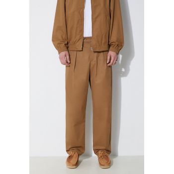 A.P.C. pantaloni de bumbac culoarea maro, drept, COGXS-H08428 de firma originali
