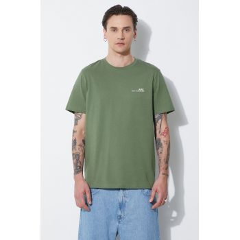 A.P.C. tricou din bumbac item barbati, culoarea verde, cu imprimeu, COFBT-H26904