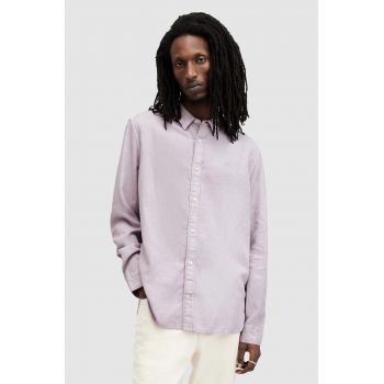 AllSaints cămașă de in LAGUNA LS SHIRT culoarea roz, cu guler button-down, relaxed, MS540Z