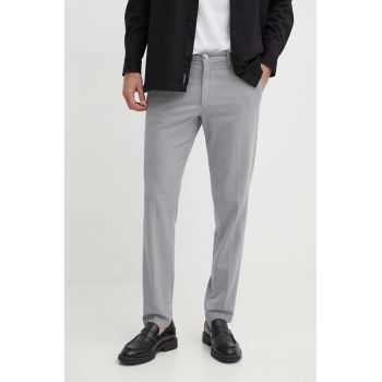 BOSS pantaloni bărbați, culoarea gri, mulată, 50507575 de firma originali