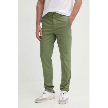 BOSS pantaloni bărbați, culoarea verde, mulată, 50505392 de firma originali