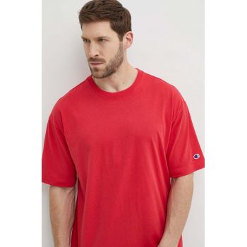 Champion tricou din bumbac barbati, culoarea rosu, neted, 220017 ieftin
