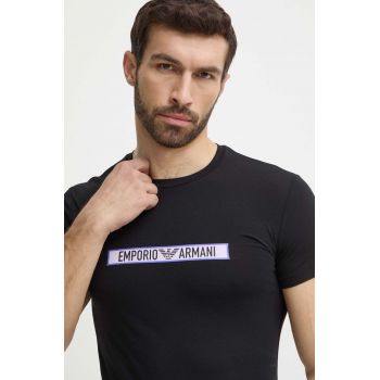 Emporio Armani Underwear tricou lounge din bumbac culoarea negru, cu imprimeu, 111035 4R517 de firma original
