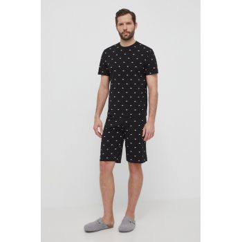 Lacoste pijama barbati, culoarea negru, modelator de firma originale