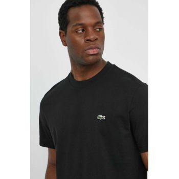 Lacoste tricou din bumbac barbati, culoarea negru, neted ieftin