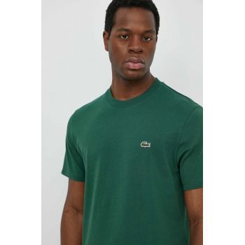 Lacoste tricou din bumbac barbati, culoarea verde, neted, TH7318