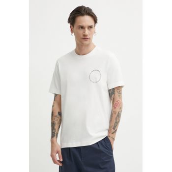 Marc O'Polo tricou din bumbac barbati, culoarea alb, cu imprimeu, 423201251066 de firma original