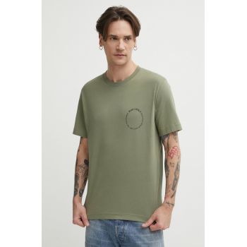 Marc O'Polo tricou din bumbac barbati, culoarea verde, cu imprimeu, 423201251066