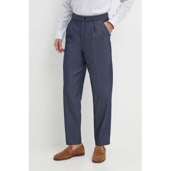 Michael Kors pantaloni barbati, culoarea albastru marin, drept de firma originali