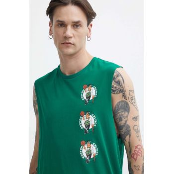 New Era tricou din bumbac barbati, culoarea verde, BOSTON CELTICS de firma original