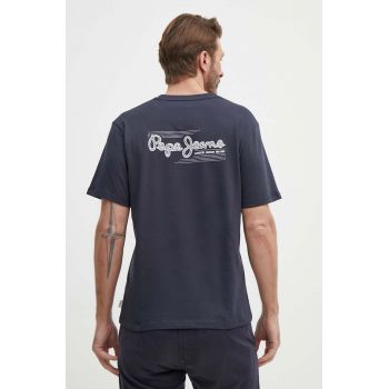 Pepe Jeans tricou din bumbac SINGLE CLIFORD barbati, culoarea albastru marin, cu imprimeu, PM509367 ieftin