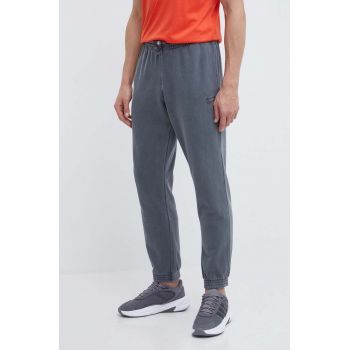 Reebok pantaloni de trening culoarea gri, neted, 100200154