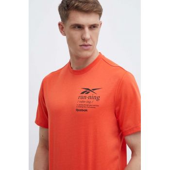 Reebok tricou barbati, culoarea portocaliu, cu imprimeu, 100076378 ieftin