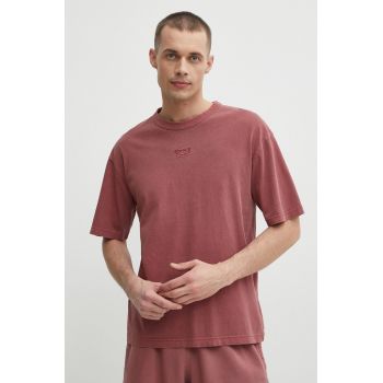 Reebok tricou din bumbac barbati, culoarea roz, neted, 100076357