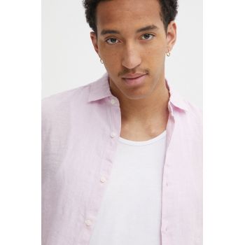 Superdry camasa de in culoarea roz, cu guler clasic, regular de firma originala