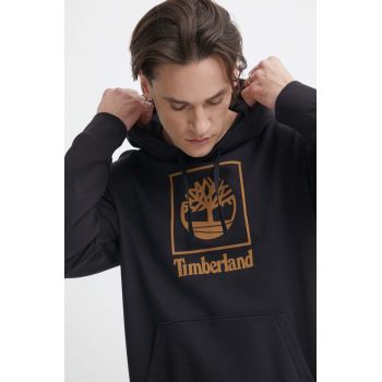 Timberland bluza barbati, culoarea negru, cu glugă, cu imprimeu, TB0A5QV60011 de firma original