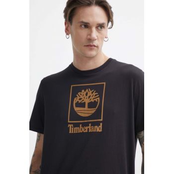 Timberland tricou din bumbac barbati, culoarea negru, cu imprimeu, TB0A5QSP0011 ieftin
