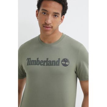 Timberland tricou din bumbac barbati, culoarea verde, cu imprimeu, TB0A5UPQ5901 ieftin