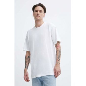 Vans tricou din bumbac 3-pack barbati, culoarea alb, neted