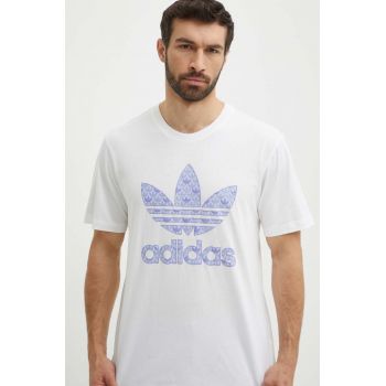 adidas Originals tricou din bumbac barbati, culoarea alb, cu imprimeu, IS0205 ieftin