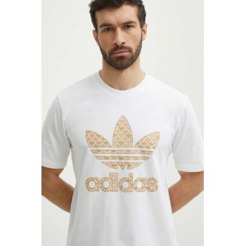 adidas Originals tricou din bumbac barbati, culoarea alb, cu imprimeu, IS0261 ieftin
