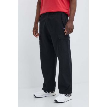 Champion pantaloni de bumbac culoarea negru, cu fason cargo, 220015 de firma originali