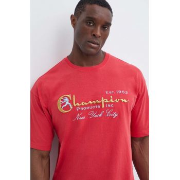Champion tricou din bumbac barbati, culoarea rosu, cu imprimeu, 219998 ieftin