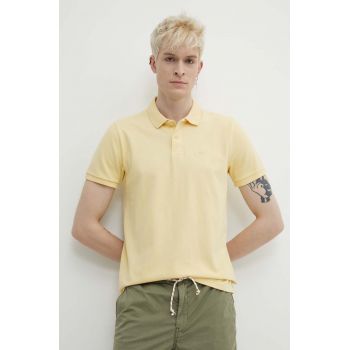 Hollister Co. tricou polo barbati, culoarea galben, neted ieftin