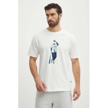 New Balance tricou din bumbac barbati, culoarea bej, cu imprimeu, MT41577SST de firma original
