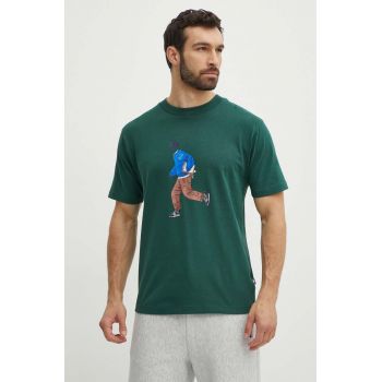 New Balance tricou din bumbac barbati, culoarea verde, cu imprimeu, MT41579NWG de firma original