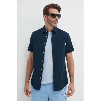 Pepe Jeans camasa PYKE barbati, culoarea albastru marin, cu guler clasic, regular, PM308495 de firma originala