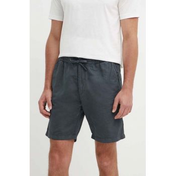 Pepe Jeans pantaloni scurti din in RELAXED LINEN SMART SHORTS culoarea gri, PM801093 de firma originali