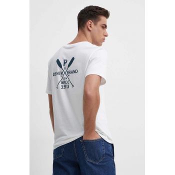 Pepe Jeans tricou din bumbac CALLUM barbati, culoarea alb, cu imprimeu, PM509370 ieftin