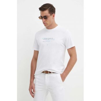 Pepe Jeans tricou din bumbac CINTHOM barbati, culoarea alb, cu imprimeu, PM509369 ieftin