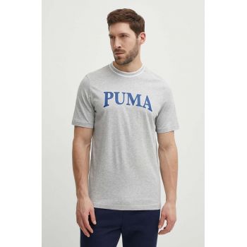 Puma tricou din bumbac SQUAD bărbați, culoarea gri, cu imprimeu, 678967